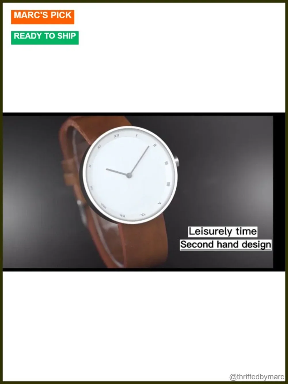 Minimalist Large Dial Quartz Roman Numeral Waterproof Leather Watch